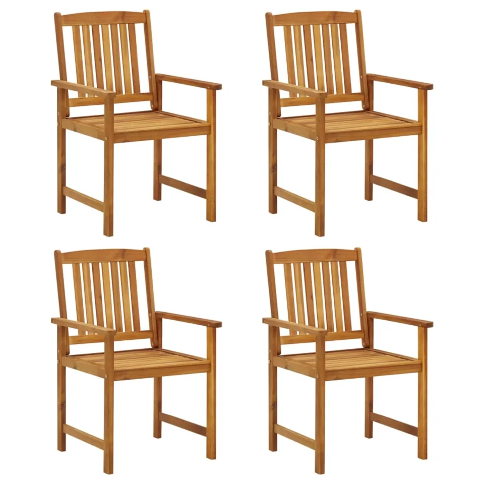 Natural OWSOO Director's Chairs 4 pcs Solid Acacia Wood