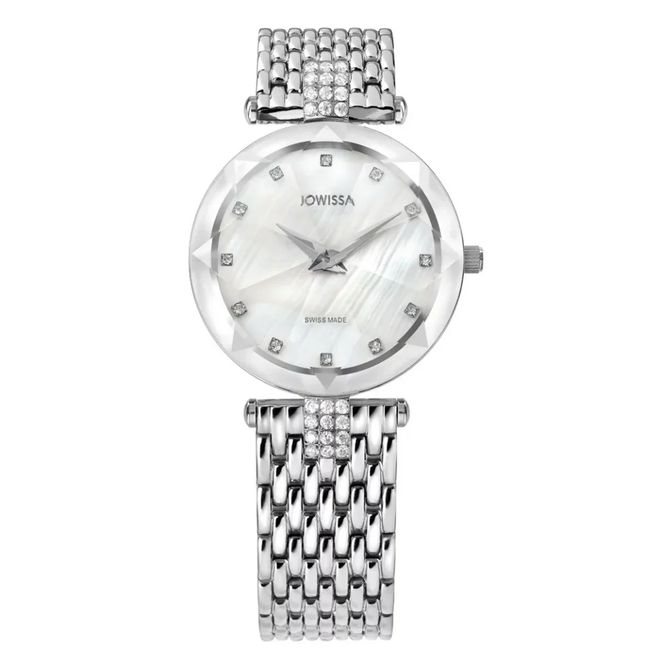 Lightweight Jowissa FACET STRASS Swiss Made MOP Crystal Stainless Steel Watch J5.636.M