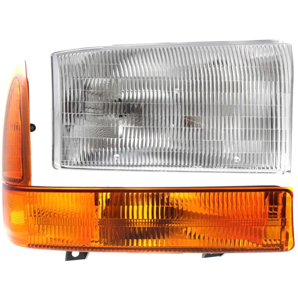 Glass Cast Iron Headlight Kit For 99-2001 Ford F-250 Super Duty F-550 Super Duty Right 2Pc