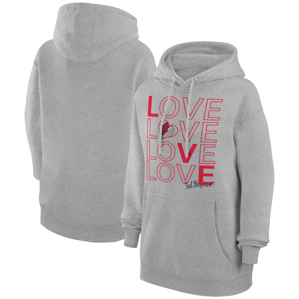 Outdoor Top-Rated Women's G-III 4Her by Carl Banks Heather Gray Portland Trail Blazers Basketball Love Fleece Pullover Hoodie