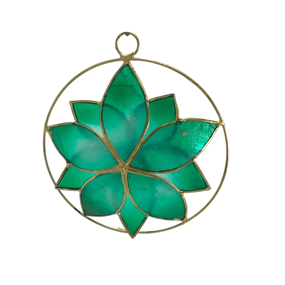 Eco-Friendly Pinnacle Peak Trading Green Capiz Flower Christmas Ornament 4 Inch