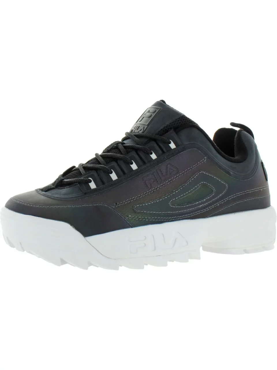 Non-Toxic Matte Fila Womens Disruptor II Phase Shift Chunky Sneakers Black 7 Medium (B,M)
