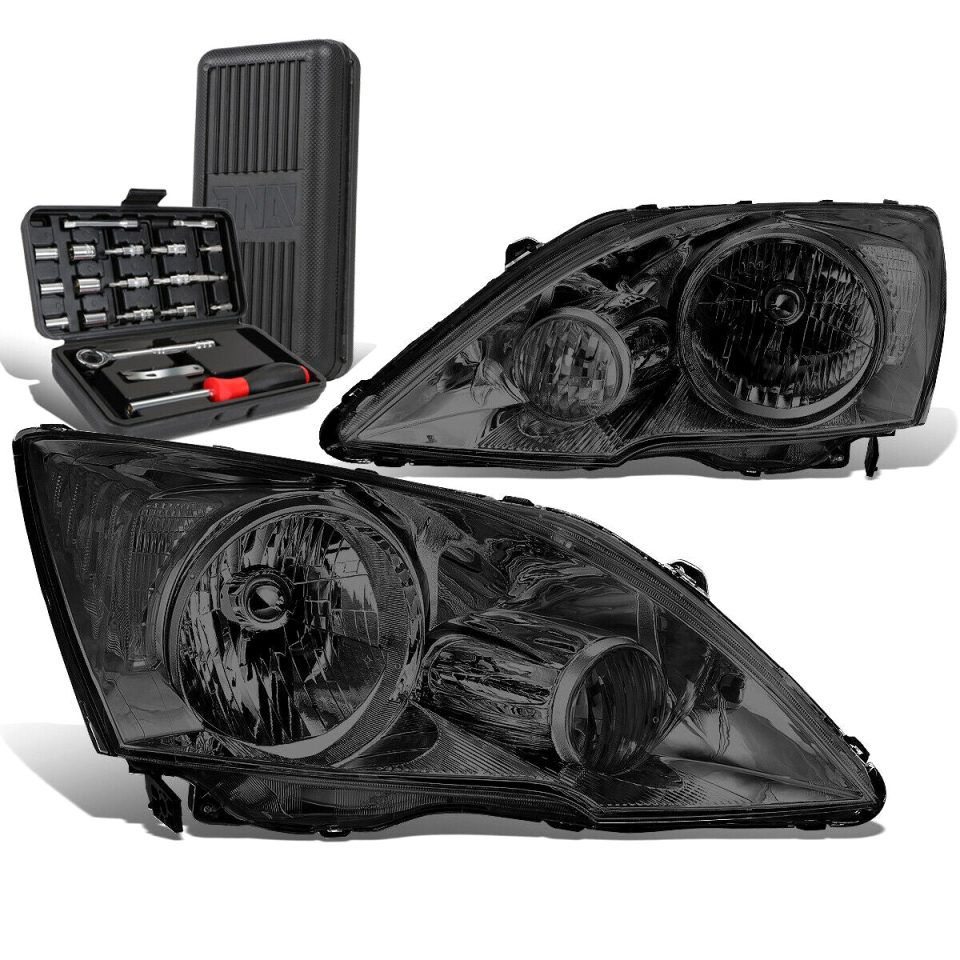 Upgraded 2007-2011 Honda CRV CR-V OE Style Smoked Clear Signal Headlights+Too