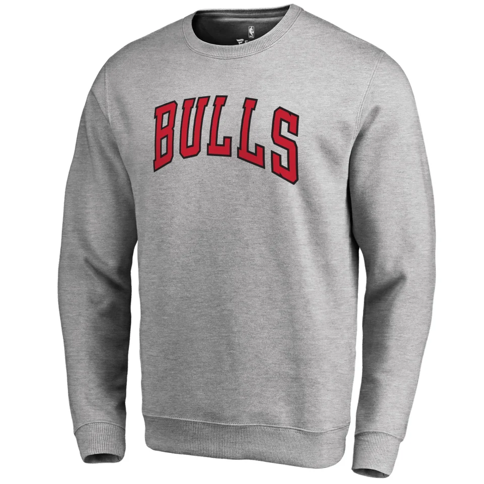 Ultimate BPA-Free Men's Fanatics Branded Heathered Gray Chicago Bulls Wordmark Pullover Sweatshirt