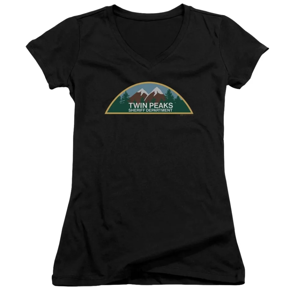 Baking Twin Peaks - Sheriff Department - Juniors Cap Sleeve V-Neck Shirt - Small