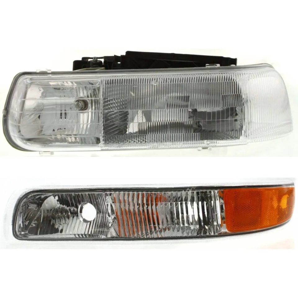BPA-Free Natural Headlight Lamp & Parking Light Driver Side LH Kit Set for Chevy Pickup Truck SUV