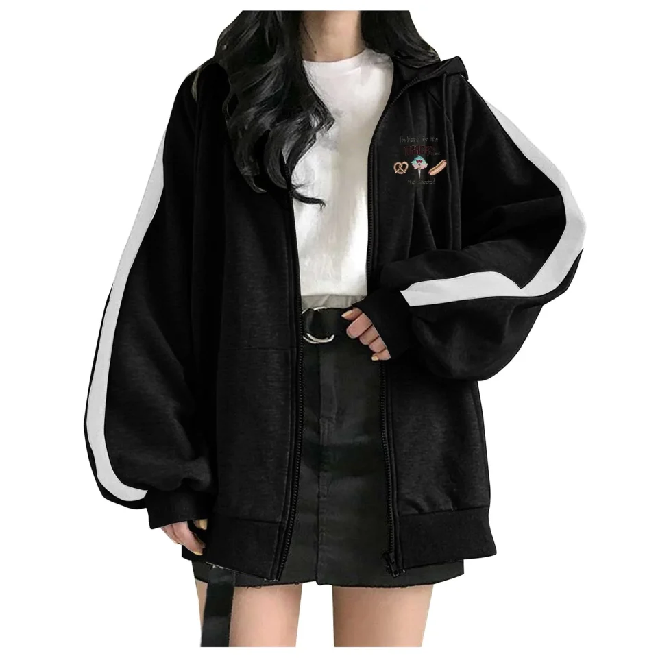 Premium YOHOME Women's 2022 Solid Color Patchwork Open Chest Hooded Zip