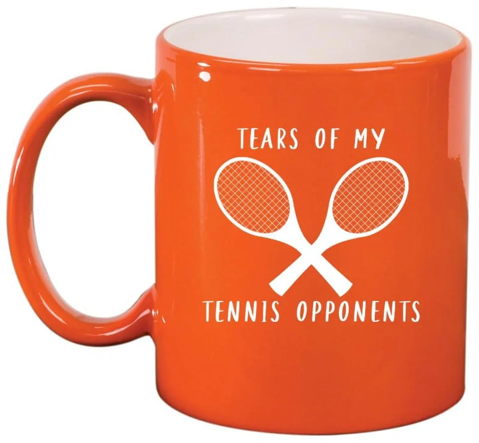 Cast Iron Tears Of My Tennis Opponents Funny Ceramic Coffee Mug Tea Cup Gift for Her, Him, Friend, Coworker, Wife, Husband (11oz Orange)