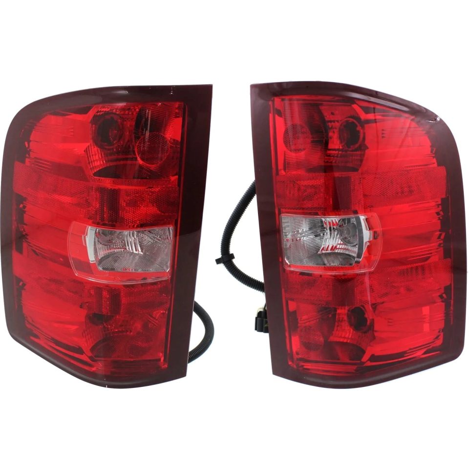 Supreme Popular Halogen Tail Light Set For 2010 Chevy Silverado 1500 Clear/Red Lens w/Bulbs 2Pcs