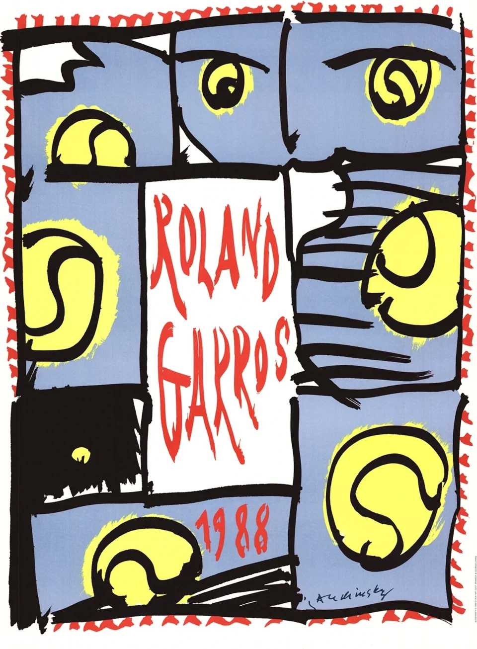 Gift-Ready PIERRE ALECHINSKY Roland Garros French Open, 1988