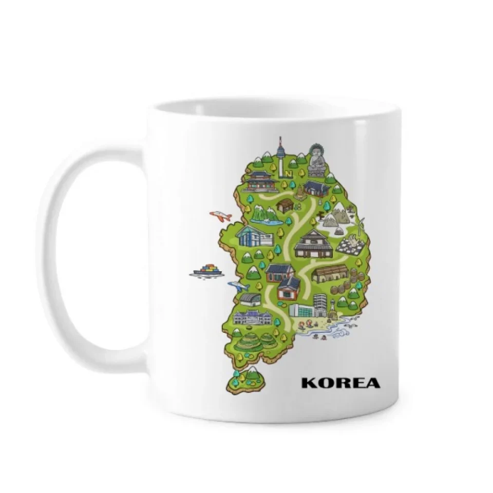 Healthy Cast Iron Map showing popular landmarks in Korea Mug Pottery Cerac Coffee Porcelain Cup Tableware