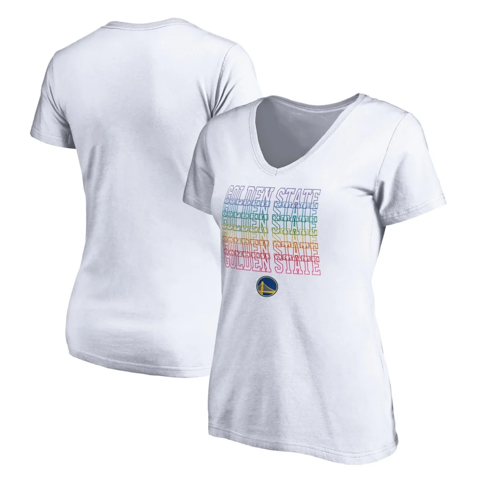 Ultimate Silicone Women's Fanatics Branded White Golden State Warriors Team City Pride V-Neck T-Shirt