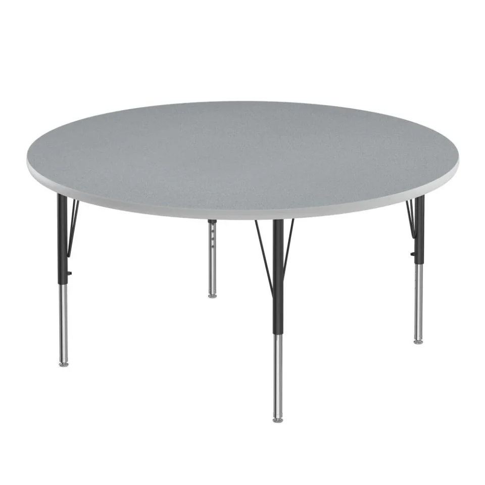 Prime Cleaning Correll Inc. Deluxe High-Pressure Top Activity Tables 48x48, ROUND GRAY GRANITE BLACK/CHROME