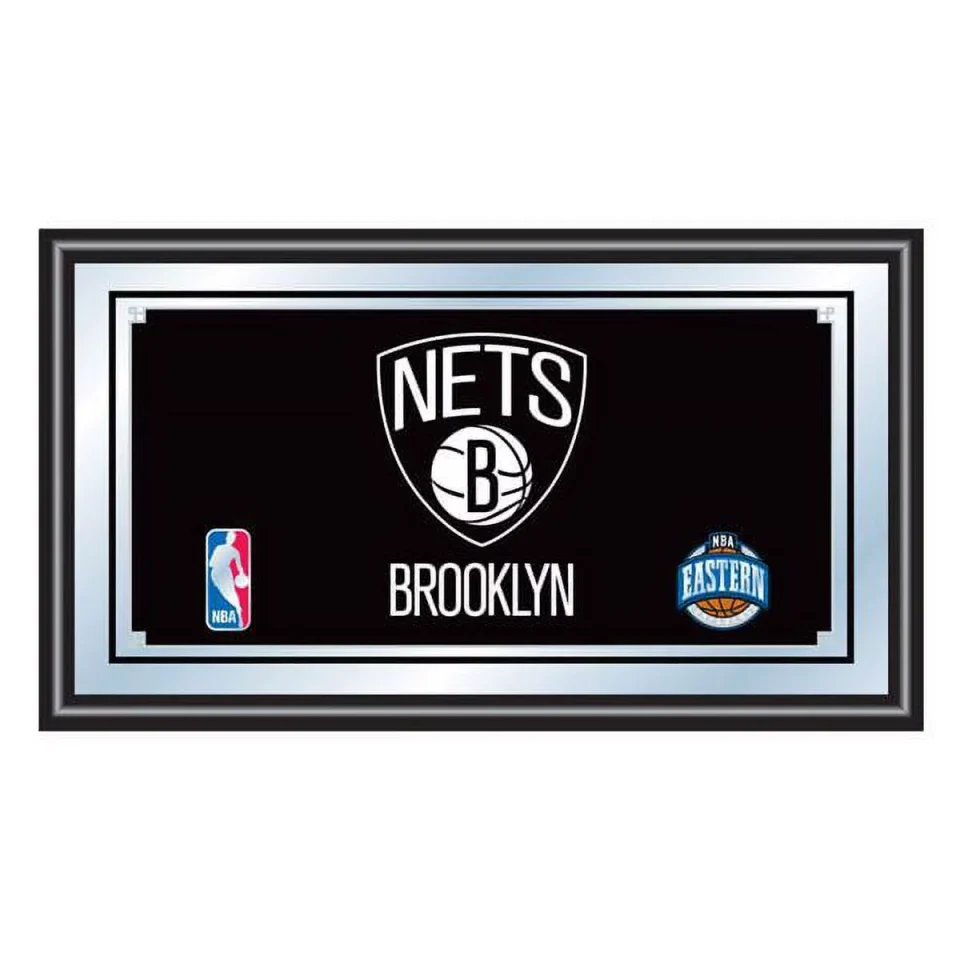 Food-Grade Trademark Global Brooklyn Nets NBA Framed Logo Mirror