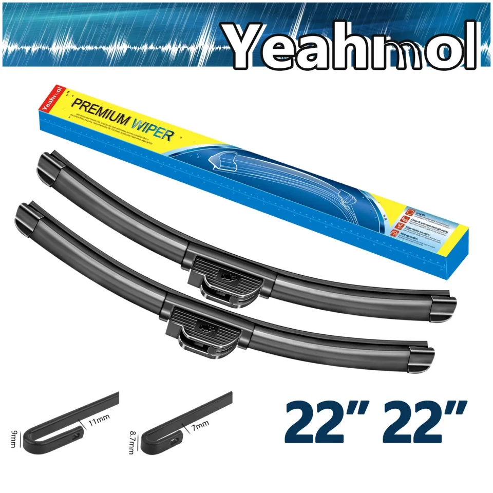 Glass Silicone Yeahmol 22&22 Fit For Buick LaCrosse 2006 Windshield Wiper Blades, Premium Replacement For Car Front Window Wiper Blades (Set of 2, 22+22 Inch), WP5316