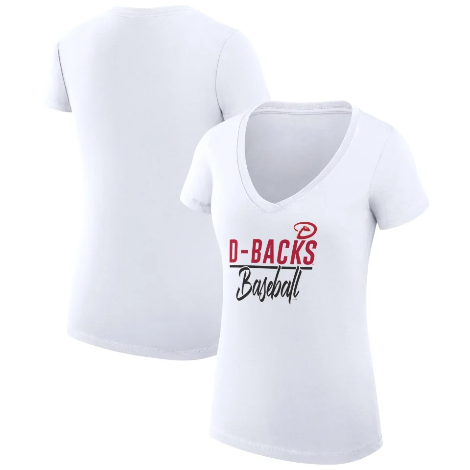 Leak-Proof Women's G-III 4Her by Carl Banks White Arizona Diamondbacks Team Graphic V-Neck Fitted T-Shirt