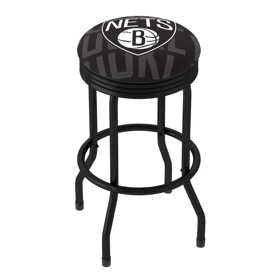 Food-Grade Clear Trademark Gameroom Brooklyn Nets City Black Ribbed Barstool
