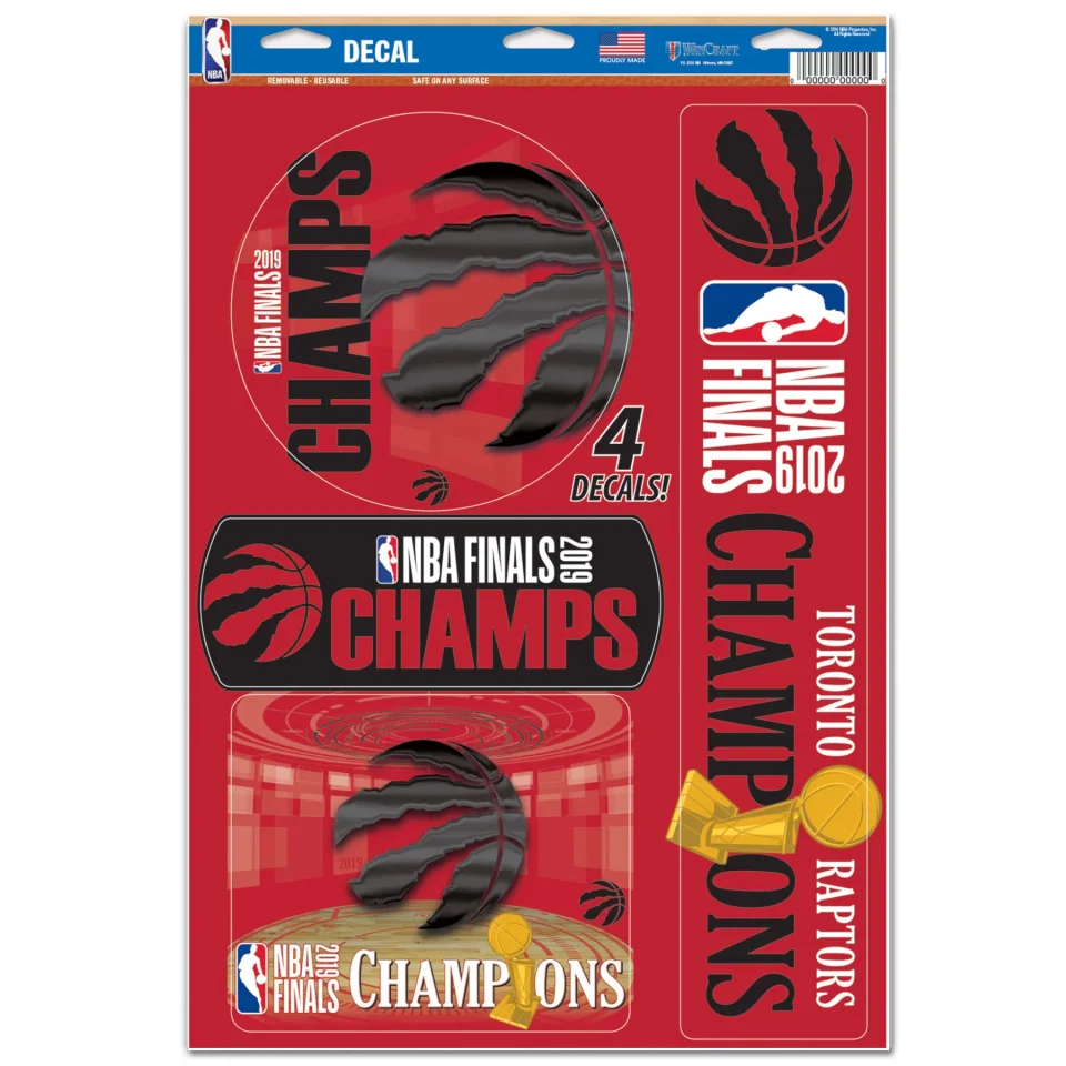 BPA-Free Dining Toronto Raptors WinCraft 2019 NBA Finals Champions 11'' x 17'' Multi-Use Decal Sheet