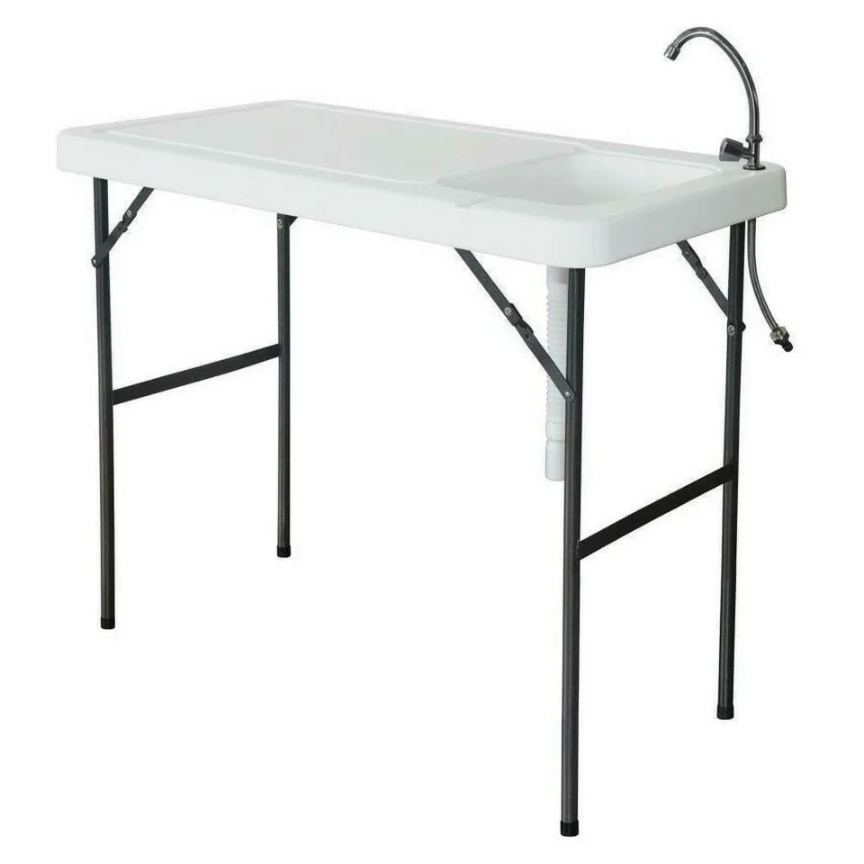 Core Cleaning Folding Camping Plastic Table with Sink Faucet Fish Cleaning Station