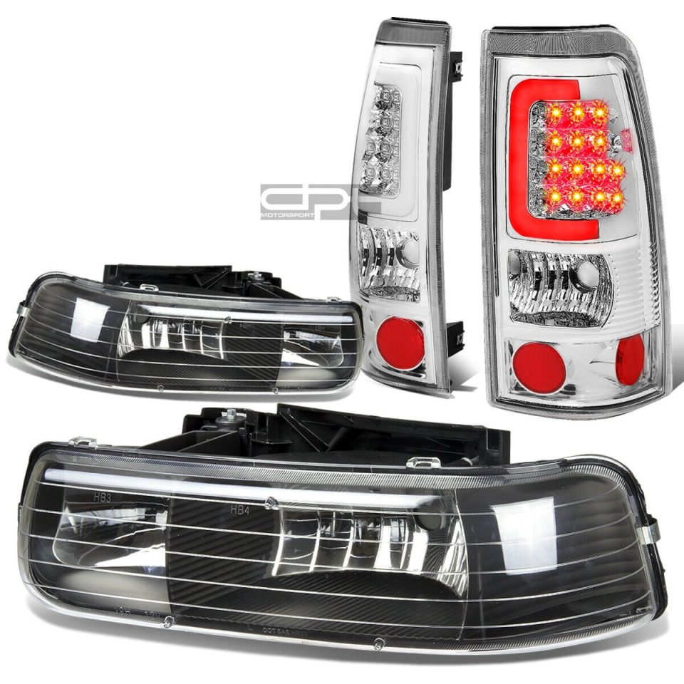 Silicone Office 99-02 SILVERADO BLACK CRYSTAL HEADLIGHT+CORN