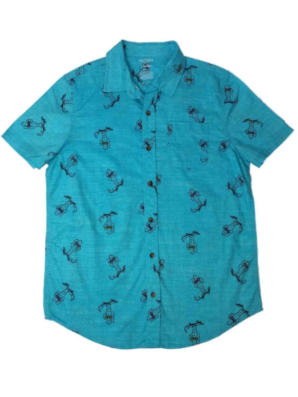 Lightweight Boys Blue Button Front Skateboard Cactus Shirt Southwest Small Husky (8)