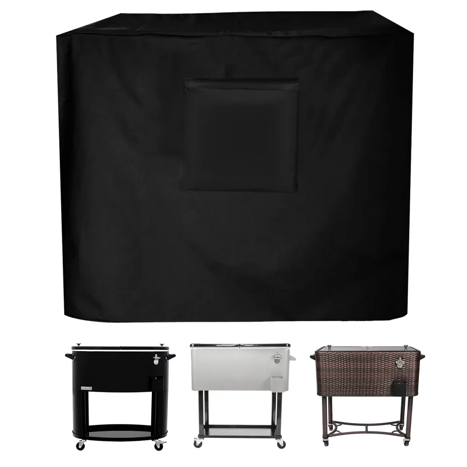Lightweight Rolling Cooler Cart Cover, 420D Waterproof Cooler Cart Cover Fits for Most 80-100 Quart Cooler Carts, Outdoor Beverage Cart, Patio Ice Chest Protective Covers, 37L x 20W x 36H