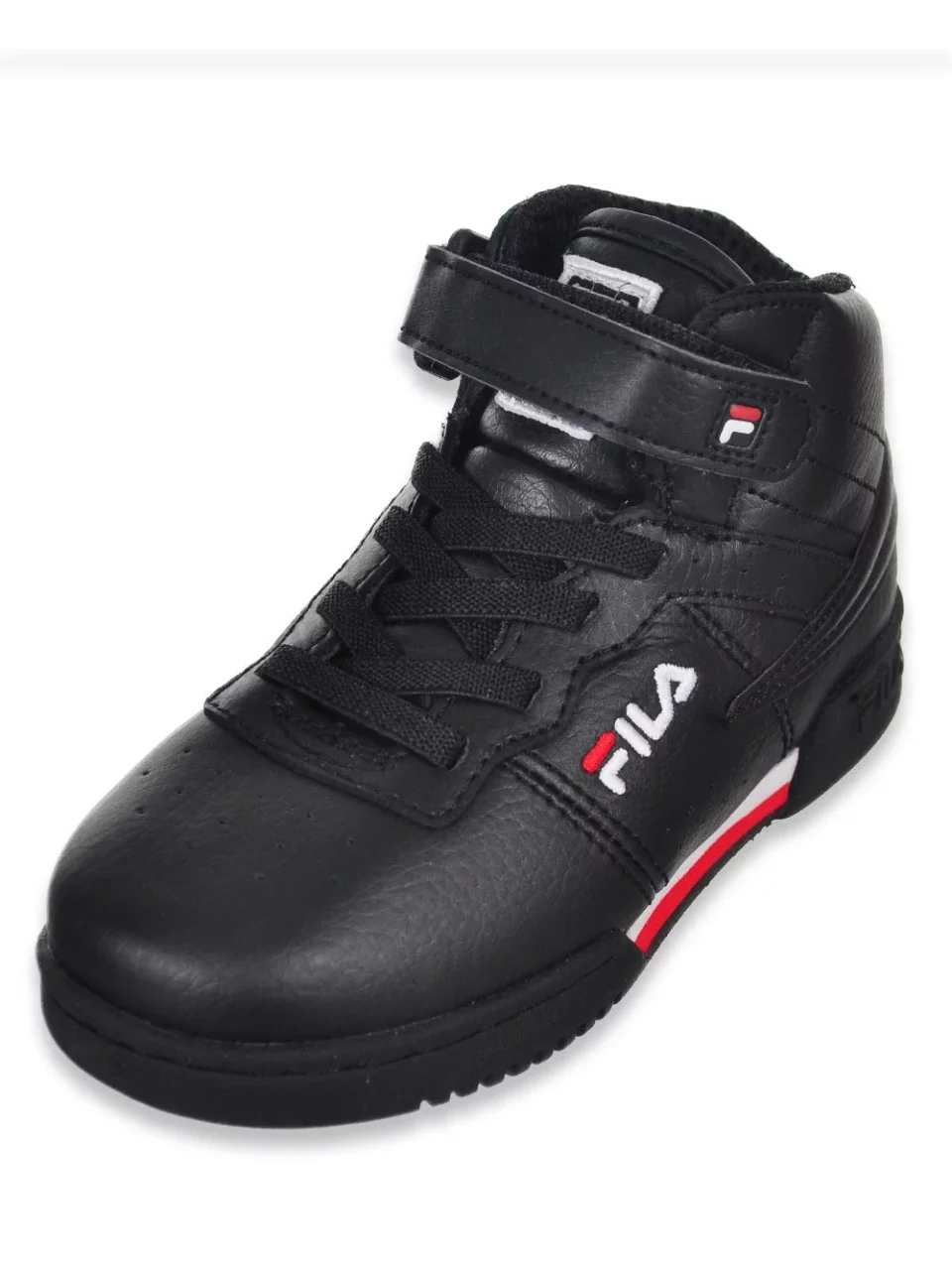 Prime Non-Toxic Fila Boys' F-13 Hi-Top Sneakers (Sizes 6 - 10) - black/white/fred, 8 toddler