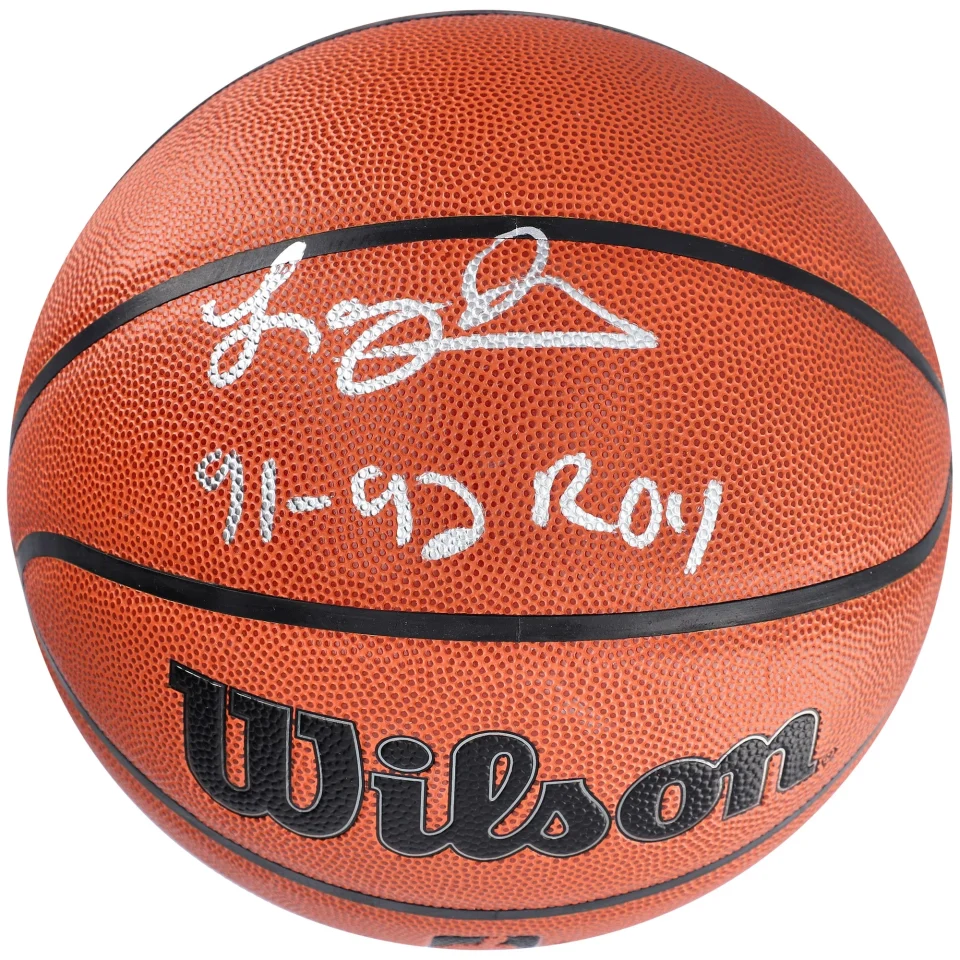 Essential Office Larry Johnson Charlotte Hornets Autographed Wilson Authentic Series Indoor/Outdoor Basketball with 91-92 ROY Inscription - Fanatics Authentic Certified