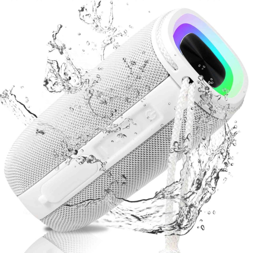 Eco-Friendly Versatile UrbanX X808 Bluetooth Speaker, IPX5 Waterproof Speakers 360�� HD Surround Sound with Punchy Bass, True Wireless Pairing, BT5.3, Portable Speaker for Lenovo Pad Pro 2022 - White