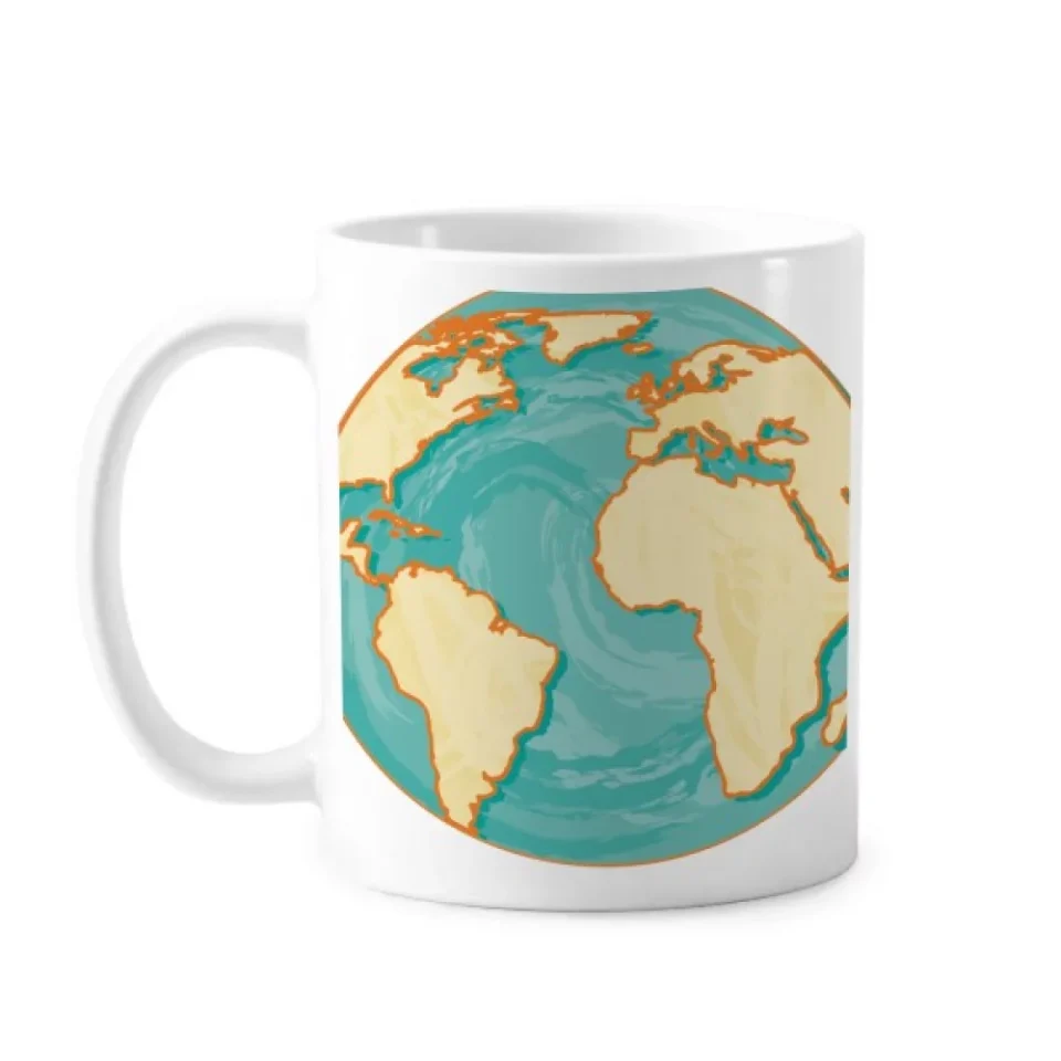 Non-Toxic Earth Blue Ocean Yellow World Mug Pottery Cerac Coffee Porcelain Cup Tableware