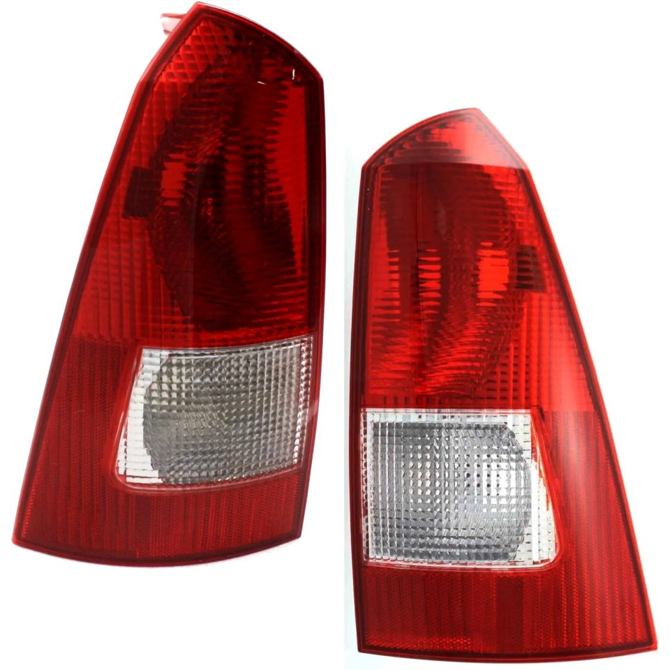 BPA-Free Multi-Purpose Halogen Tail Light Set For 2000-2003 Ford Focus SE Sedan Clear/Red Lens 2Pcs