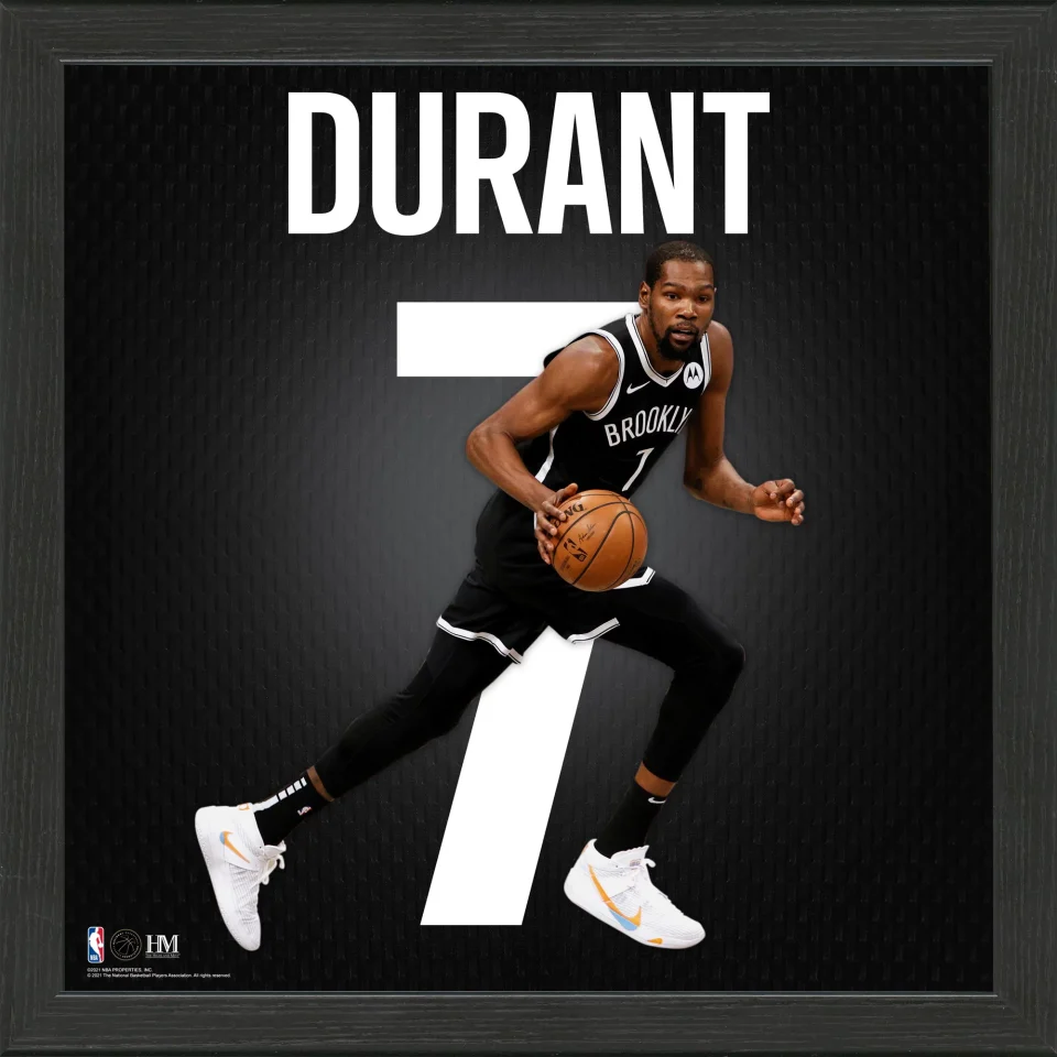 Cast Iron Easy-Clean Highland Mint Kevin Durant Brooklyn Nets 13'' x 13'' Impact Jersey Framed Photo