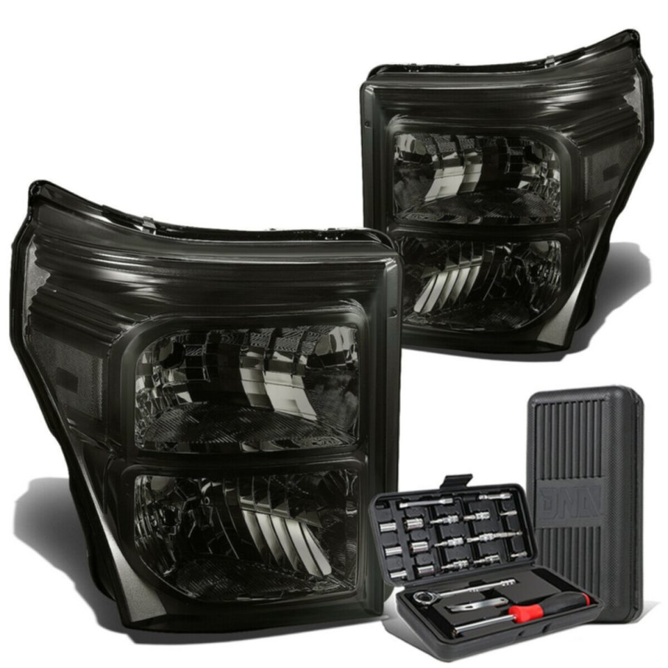 Office 2011-2016 d Super Duty Pair Smoked/Clear Corner Headlight Lamps+Tool Box