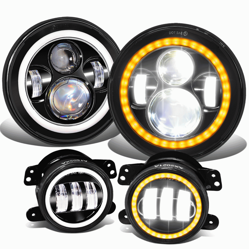 Natural Space-Saving Nuvision 07-18 Wrangler JK LED Halo DRL Projector Headlights Fog Lights Lamp