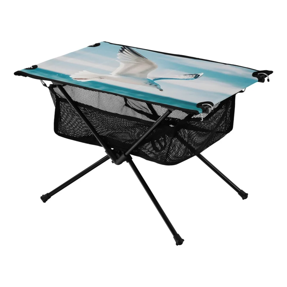 Storage Cooking Bird Flying and Sea Camping Folding Table Portable Beach Table with Storage Bag Compact Picnic Table for Outdoor Travel Fishing BBQ