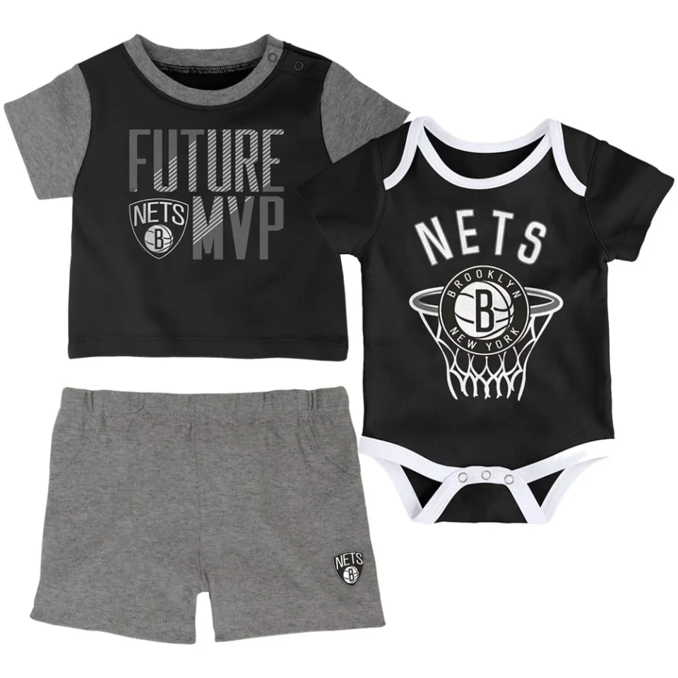 Food-Grade Value Infant Black Brooklyn Nets Putting Up Numbers Bodysuit T-Shirt & Shorts Set