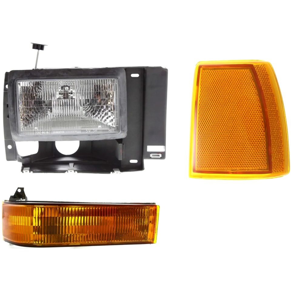 Pure Set of 3 Headlights Driving Head lights Headlamps Passenger Right Side Hand