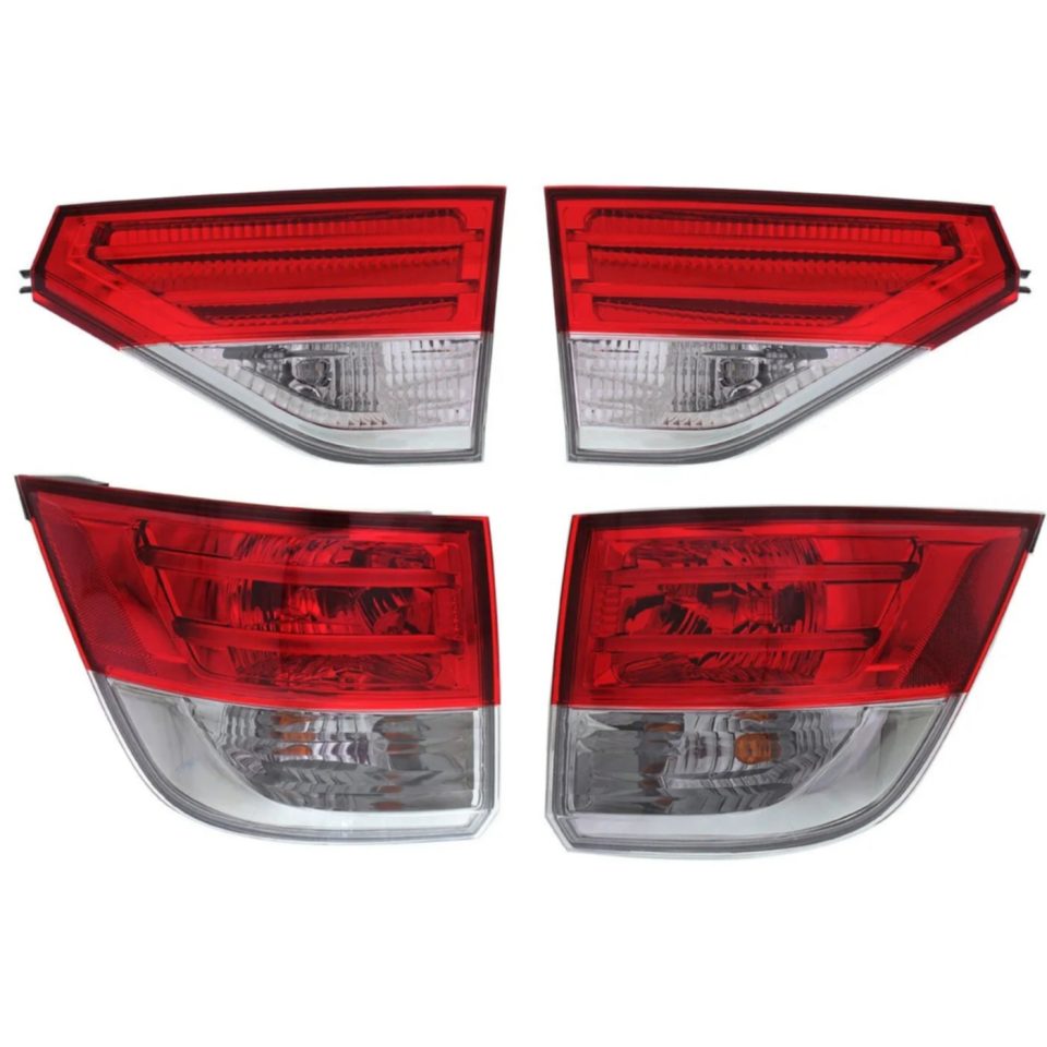 Select Storage Tail Light Set For 2014-2017 Honda Odyssey LH RH Inner Outer Clear/Red LED CAPA