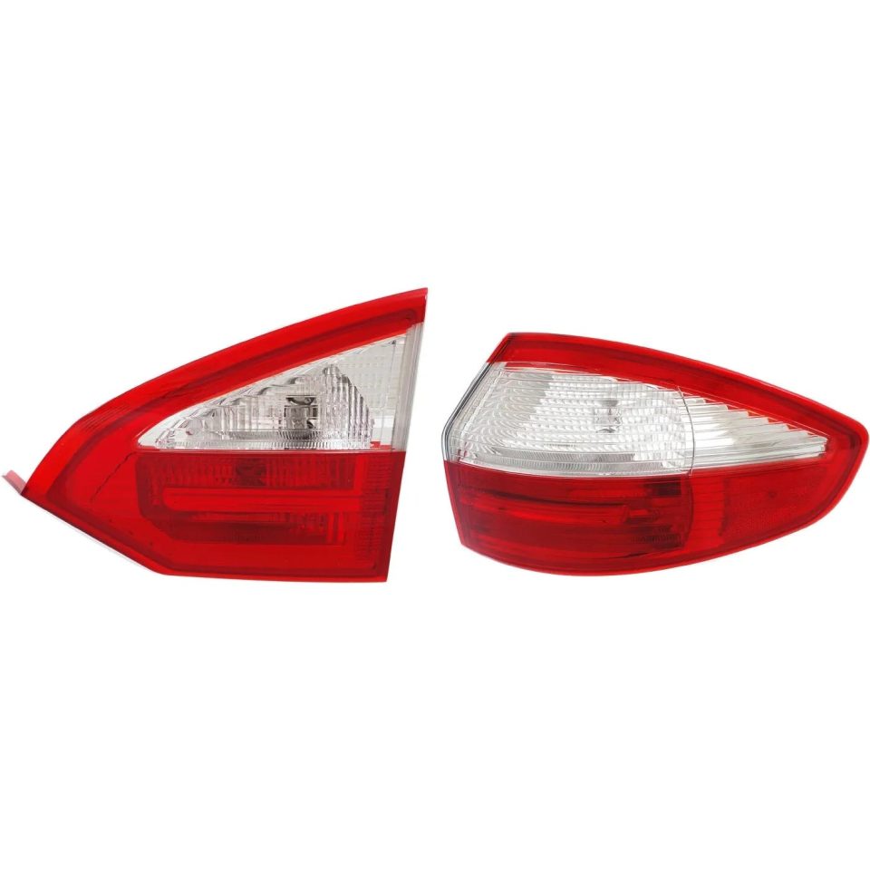Prime Tail Light Set For 2014-2019 Ford Fiesta Right Inner and Outer Clear/Red Halogen